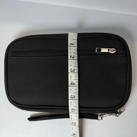 Black Canvas Passport Travel Wallet RFID Blocking Organizer - Picture 6 of 6